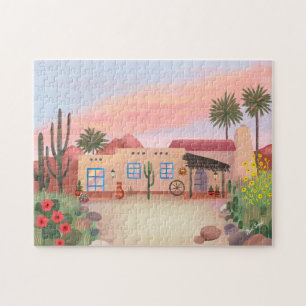 Southwest Desert Cactus Adobe House Jigsaw Puzzle