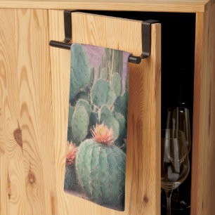 Southwest Desert Cactus Scene Tea Towel