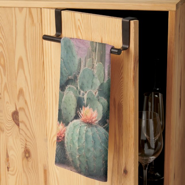 Southwest Desert Cactus Scene  Tea Towel (Thirds Fold)