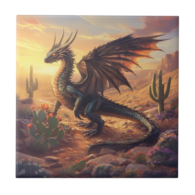 Southwest Desert Dragon Tile – Fantasy Wall Decor (Front)