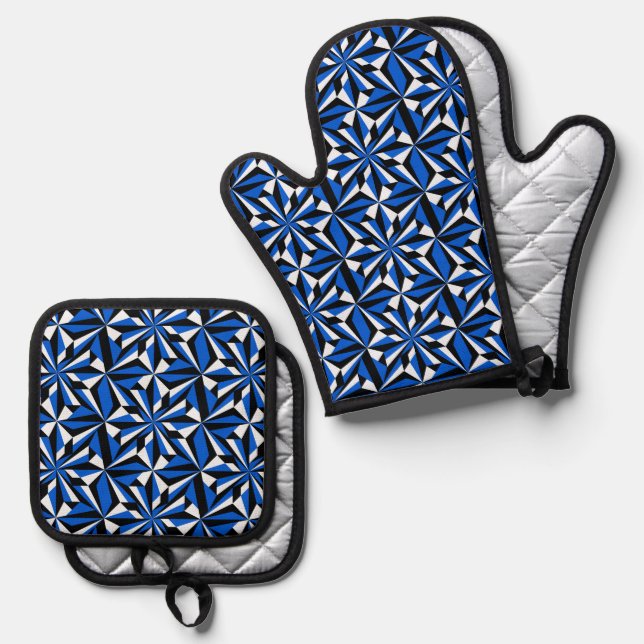 Southwest Desert Flowers in Blue Oven Mitt & Pot Holder Set (Front/Back)
