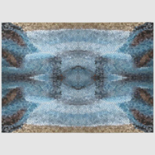 Southwest Desert Mosaic Teal Background Decoupage Tissue Paper