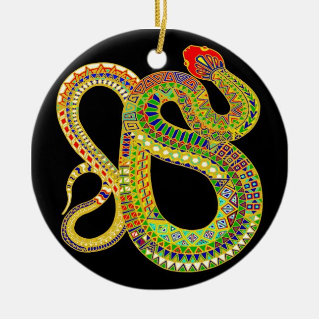 Southwest Desert Rattler Ceramic Tree Decoration (Front)