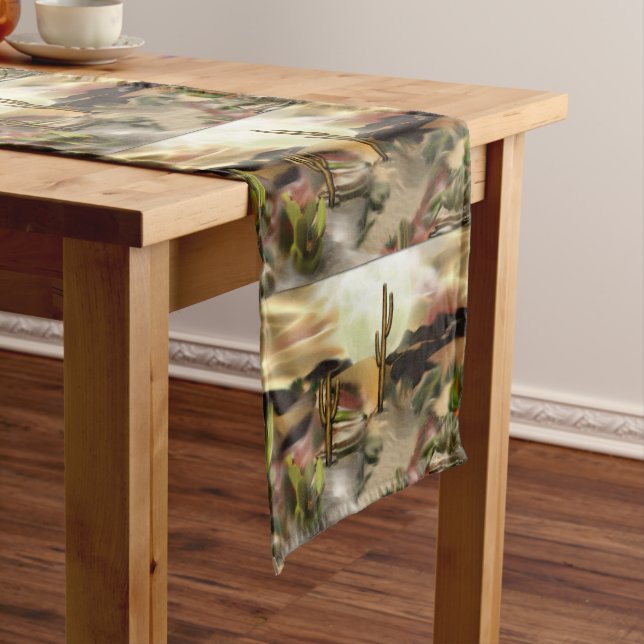 Southwest Desert Sunrise Abstract Art Short Table Runner (In Situ)