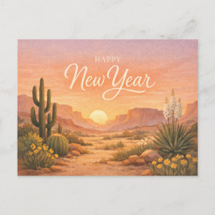Southwest Desert Sunrise New Year Holiday Postcard