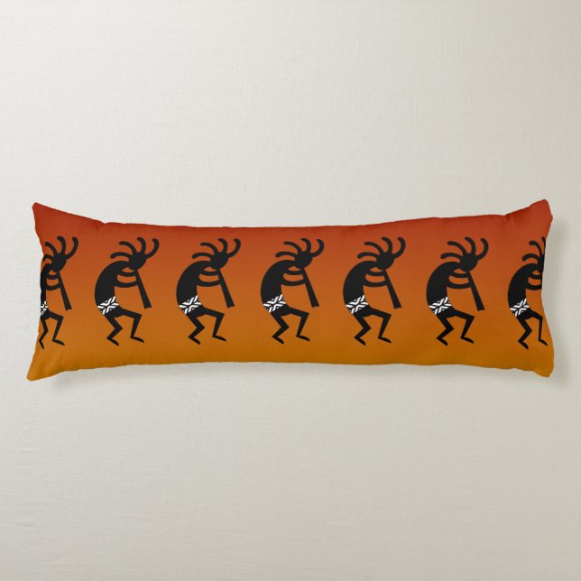 Southwest Desert Sunset Kokopelli Orange Red Body Cushion (Front)