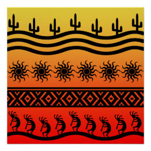 Southwest Desert Sunset Kokopelli Poster