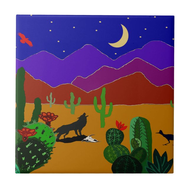 Southwest Desert Sunset Tile (Front)