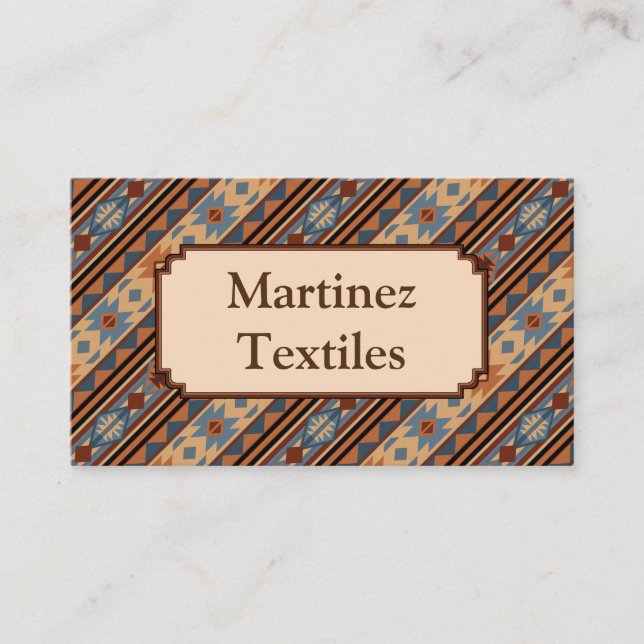 Southwest Design Adobe Gray Brown Tribal Pattern Business Card (Front)