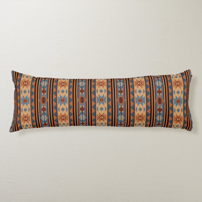 Southwest Design Adobe Grey Brown Tribal Pattern Body Cushion (Front)
