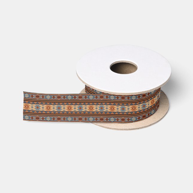 Southwest Design Adobe Grey Brown Tribal Pattern Satin Ribbon (Spool)