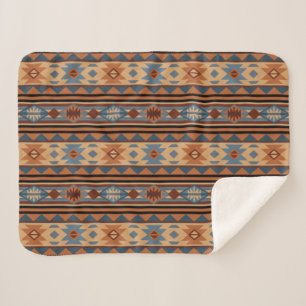 Southwest Design Adobe Grey Brown Tribal Pattern Sherpa Blanket