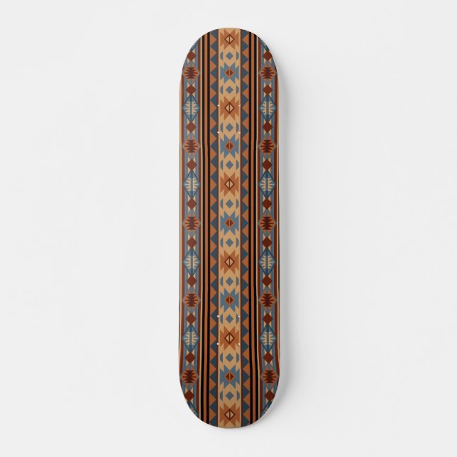 Southwest Design Adobe Grey Brown Tribal Pattern Skateboard (Front)