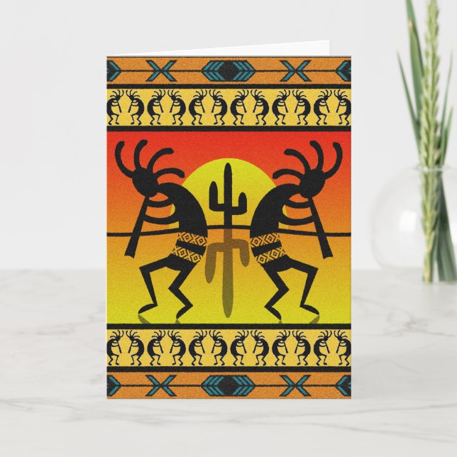 Southwest Design Dancing Kokopelli Card (Front)