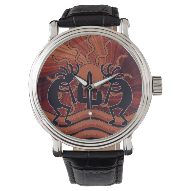 Southwest Design Dancing Kokopelli Desert Sunset Watch (Front)