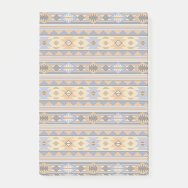 Southwest Design Gold Blue Grey Tribal Pattern Post-it Notes (Front)