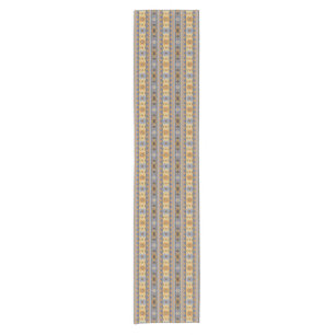 Southwest Design Gold Blue Grey Tribal Pattern Short Table Runner