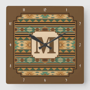 Southwest Design Green Brown Personalised Square Wall Clock