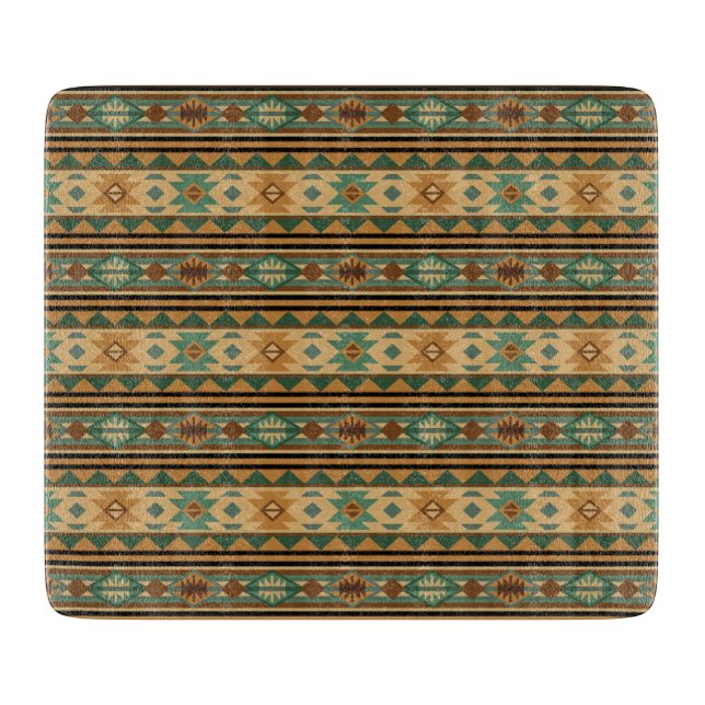 Southwest Design Green Brown Tan Cutting Board (Front)