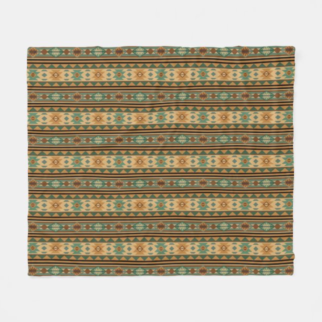 Southwest Design Green Brown Tan Fleece Blanket (Front (Horizontal))