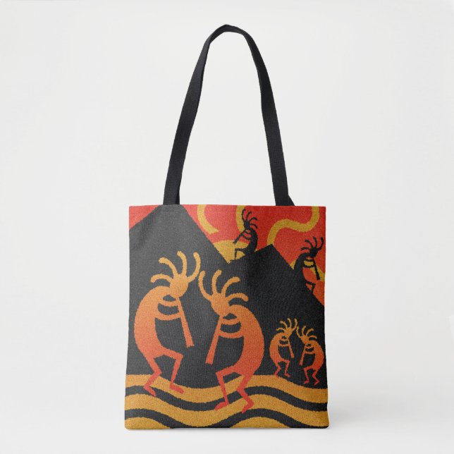 Southwest Design Kokopelli Tribal Sun Tote Bag (Front)