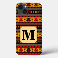 Southwest Design Red Black Gold Tribal Pattern