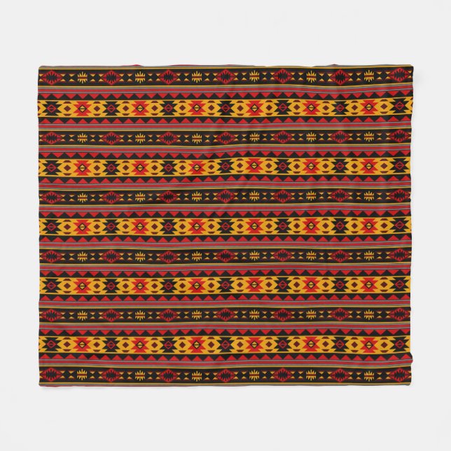 Southwest Design Red Black Gold Tribal Pattern Fleece Blanket (Front (Horizontal))