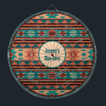 Southwest Design Turquoise Terracotta Monogram Dartboard<br><div class="desc">Native American Indian  southwest style geometric pattern with traditional tones of light and dark turquoise,  adobe beige,  terracotta,  and black. Personalise with your own Monogram or text for decorating that New Mexico,  Arizona,  Colorado,  and Utah desert home,  or accenting that western wear.</div>