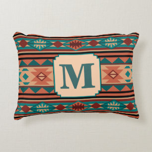 Southwest Design Turquoise Terracotta Monogram Decorative Cushion