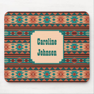 Southwest Design Turquoise Terracotta Monogram Mouse Mat