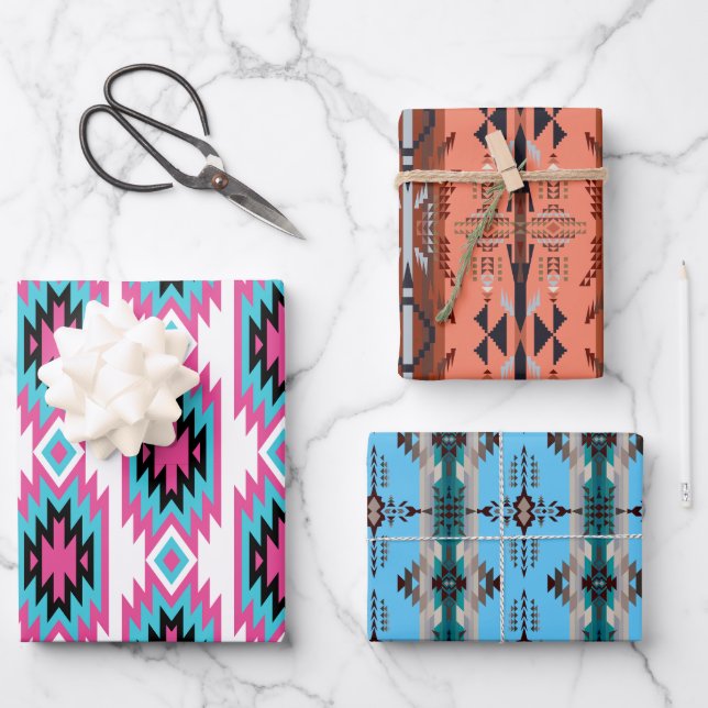 Southwest Dreams: A Geometric Pattern Graphic Wrapping Paper Sheet (Front)