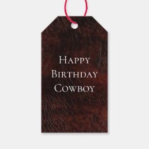 Southwest Faux Brown Leather Cowhide  Gift Tags