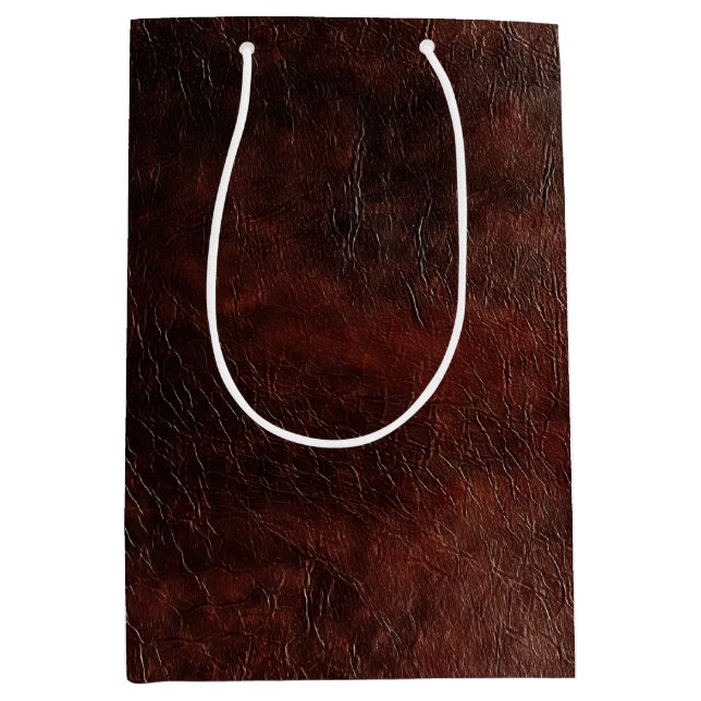 Southwest Faux Brown Leather Cowhide  Medium Gift Bag (Front)