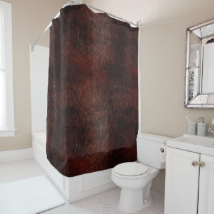 Southwest Faux Brown Leather Cowhide  Shower Curtain