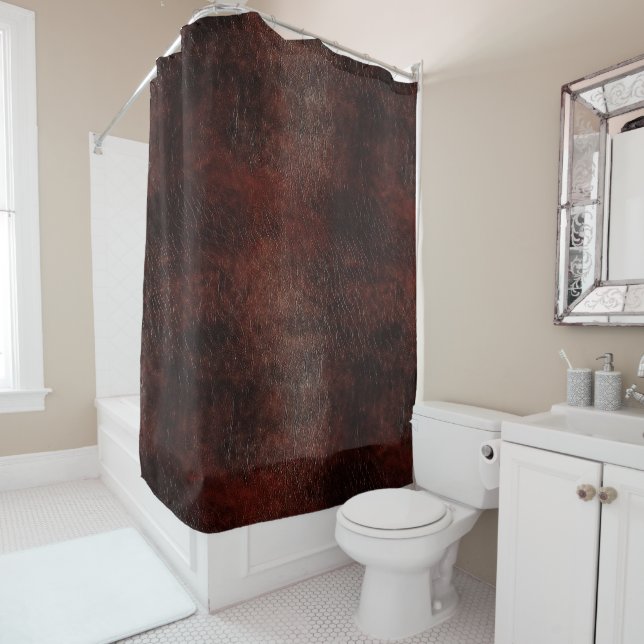 Southwest Faux Brown Leather Cowhide  Shower Curtain (In Situ)