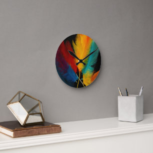 Southwest Feather Abstract Round Clock
