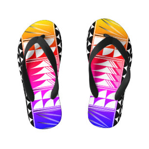 Southwest Feather Blessings in Rainbow Kid's Flip Flops