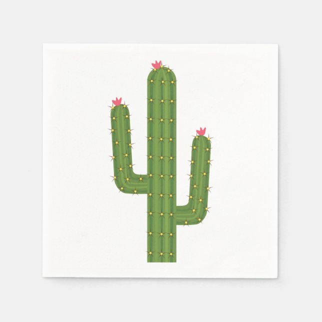 Southwest Floral Green Cactus Pink Flower Wedding Napkin (Front)