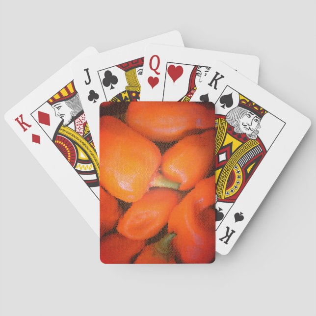 Southwest Food Bright Orange Chilli Pepper Mosaic Playing Cards (Back)