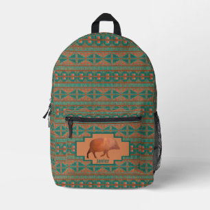 Southwest Fun Javelina Copper Teal Personalised Printed Backpack