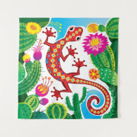 Southwest Gecko with Cactus Blossoms