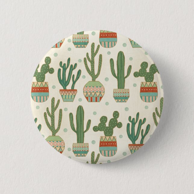 Southwest Geo Step | Cactus Pattern 6 Cm Round Badge (Front)