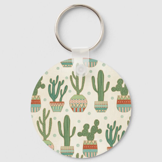 Southwest Geo Step | Cactus Pattern Key Ring (Front)