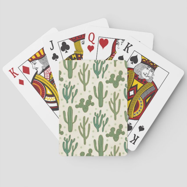 Southwest Geo Step | Desert Cactus Pattern Playing Cards (Back)