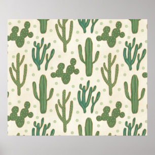 Southwest Geo Step   Desert Cactus Pattern Poster