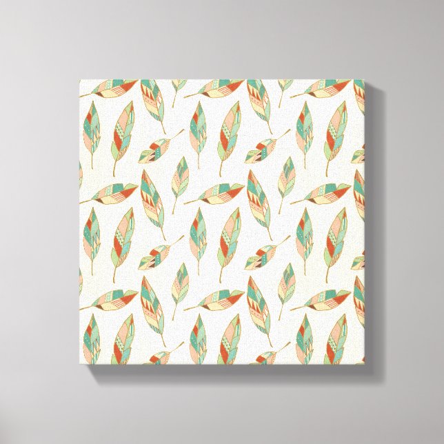 Southwest Geo Step | Geometric Feather Pattern Canvas Print (Front)