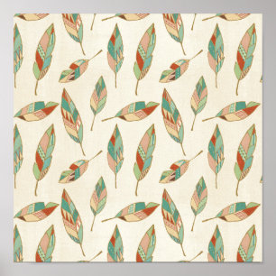 Southwest Geo Step Geometric Feather Pattern Poster