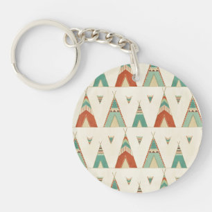 Southwest Geo Step   Geometric Teepee Pattern Key Ring