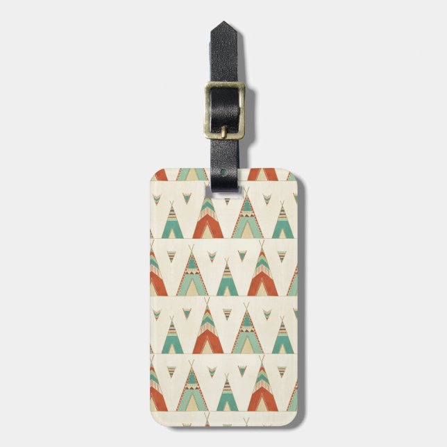 Southwest Geo Step | Geometric Teepee Pattern Luggage Tag (Front Vertical)