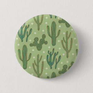 Southwest Geo Step Green Cactus Pattern 6 Cm Round Badge